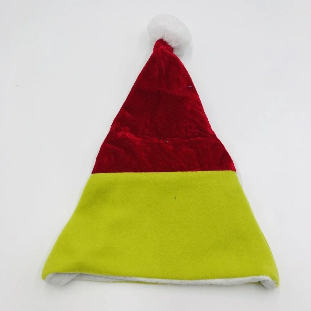 Dr Seuss The Grinch Santa Hat Green Red Christmas Holiday Costume One Size NEW‎
